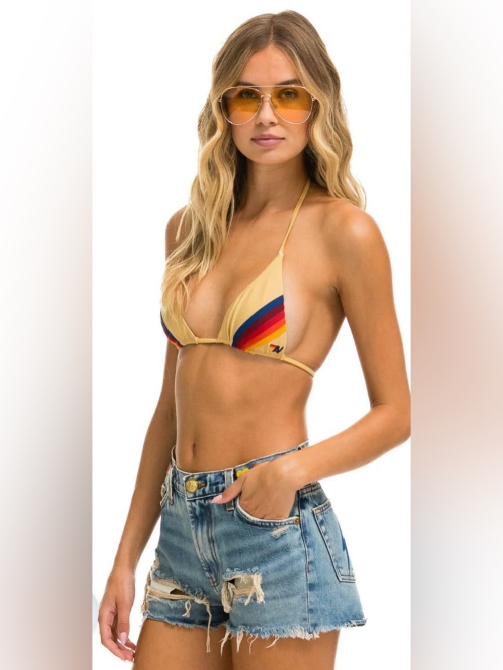 Aviator Nation Rocker Cali Lover Heart Jean Shorts Mid Rise Cowgirl Cutoff 25 - Picture 3 of 15